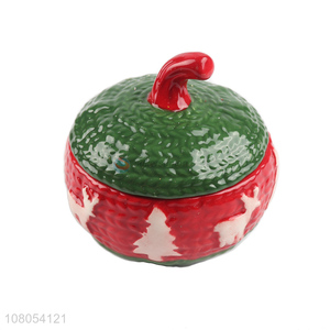 Good selling christmas style ceramic storage jar with lid