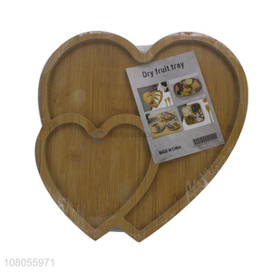Factory price heart shape wooden food serving tray fruit tray