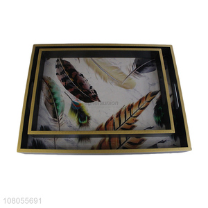 Best selling feather pattern tea coffee serving tray wholesale