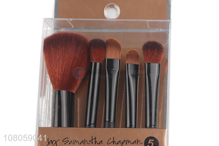 Hot selling black wooden handle makeup brush set for ladies