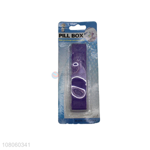 Yiwu wholesale purple strip drug packaging travel portable pill box