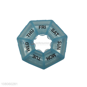 Factory direct sale blue polygonal portable pill box