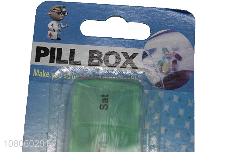Yiwu wholesale green strip drug packaging travel portable pill box