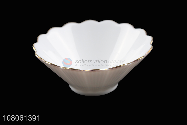 High quality home restaurant hotel opal glass bowl with gold brim