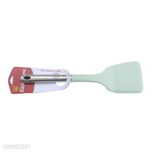 Hot selling green silicone spatula with stainless steel handle