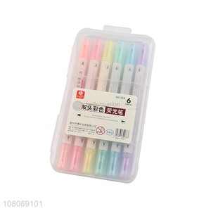 Online wholesale double-headed 6colors highlighter pen