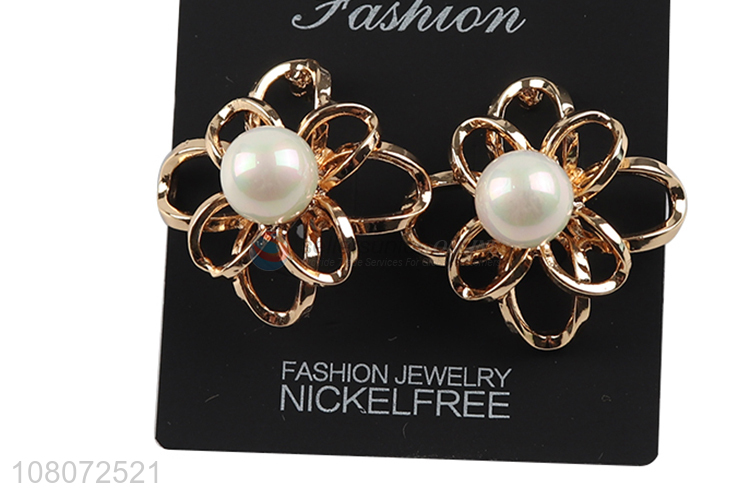 Popular products women metal earrings with pearls