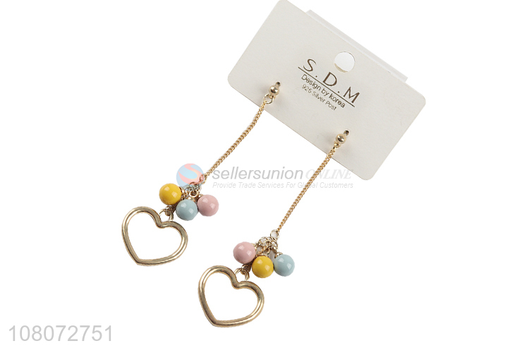 Best quality heart shape pendant long style earrings