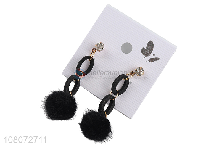 Yiwu factory black plush pendant fashion earrings