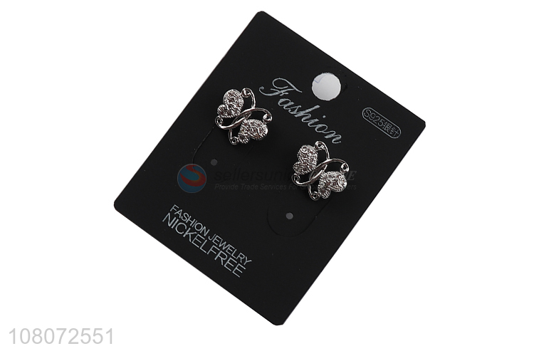 Low price silver butterfly shape women fashion earrings