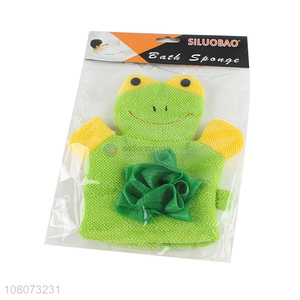 China supplier green frog bath gloves household children bath towel
