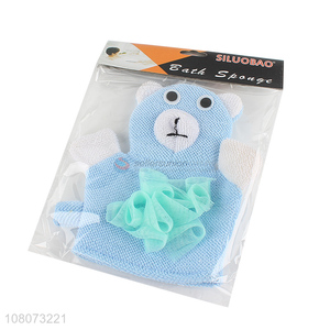 High quality blue cartoon bear children bath gloves for sale