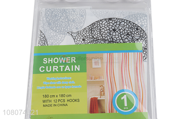 Good Price Colorful Shower Curtain With Plastic Hook Set