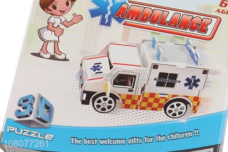 New design 3D ambulance puzzle kids intelligent puzzle for age 6+