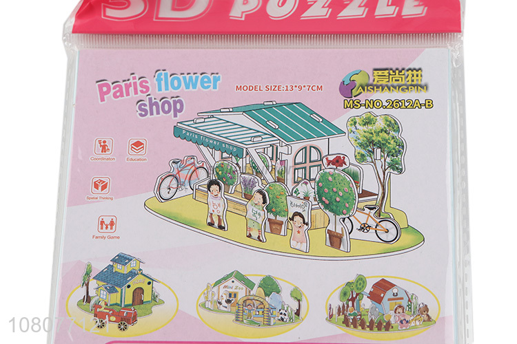 Online wholesale 3D paris flower shop puzzle DIY toy for girls age 4+