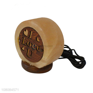 Low price natural wood bottom salt stone lamp wholesale