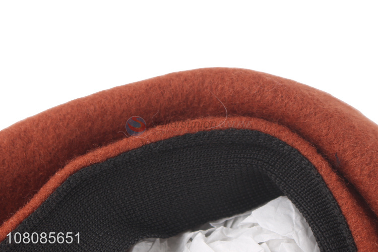 New product orange wool beret cute mushroom hat for ladies