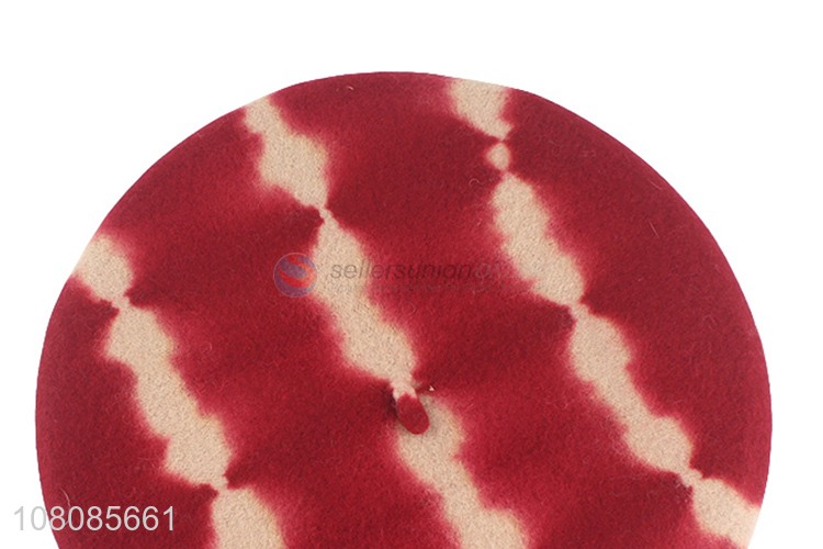 Yiwu supplier pink creative handmade tie-dye beret for women