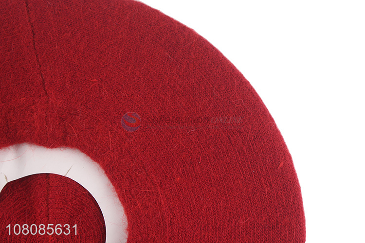 Factory wholesale red rabbit cashmere beret ladies fashion beret
