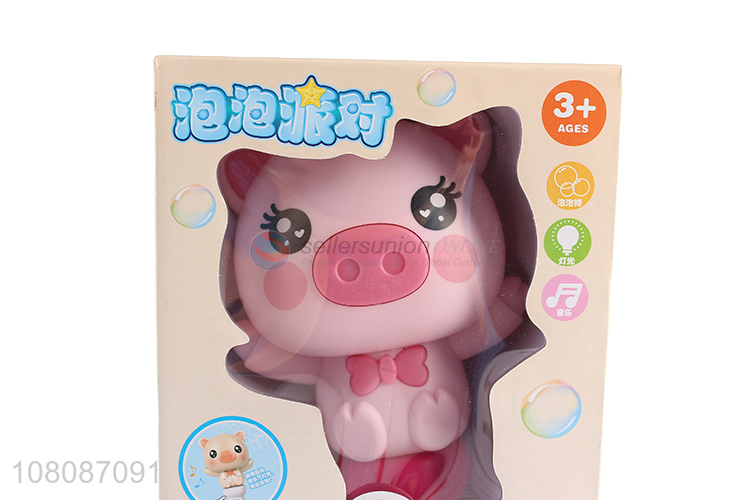 Cute Pig Design Electric Bubble Blowing Toy With Light And Music