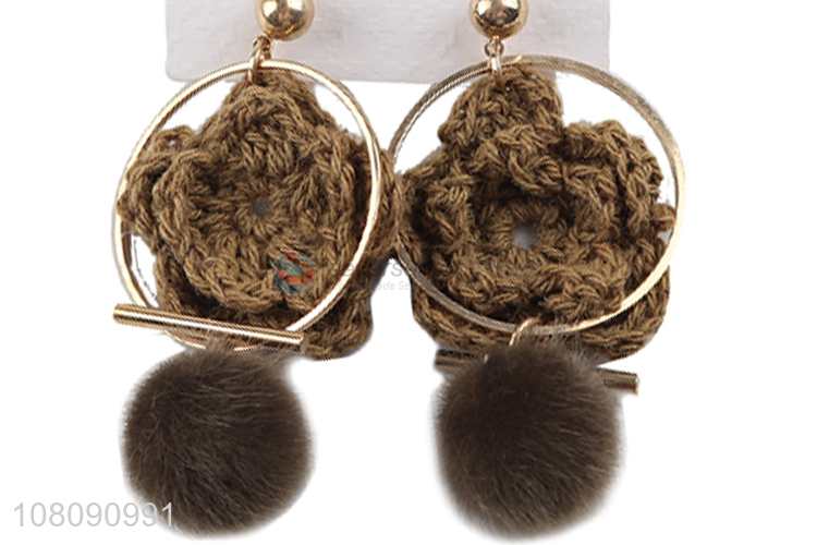 Creative Metal Loop Wool Woven Pendant Ear Ring