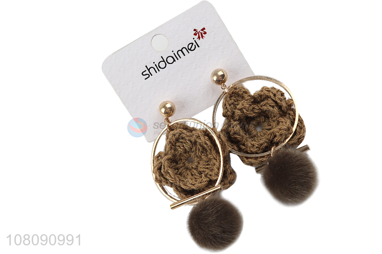 Creative Metal Loop Wool Woven Pendant Ear Ring