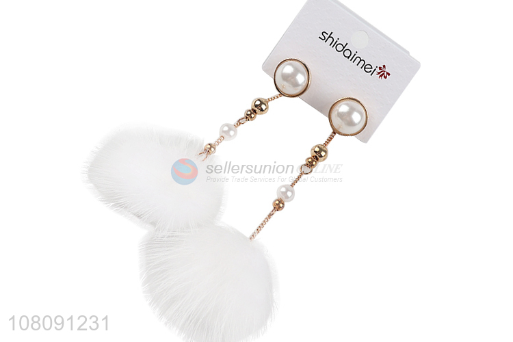 Custom Artificial Pompoms Drop Earring Ladies Ear Ring