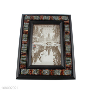Online wholesale beaded picture frame retro wooden photo frame