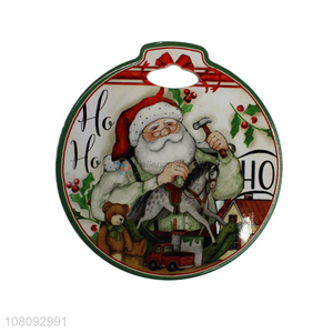 Low price round Christmas ceramic coaster porcelain <em>pot</em> holder heat <em>pad</em>