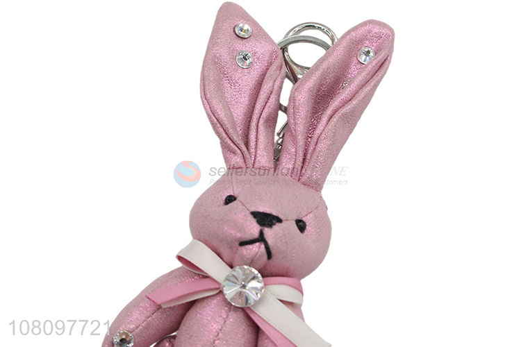 Good price pink cartoon rabbit toy cloth doll keychain pendant