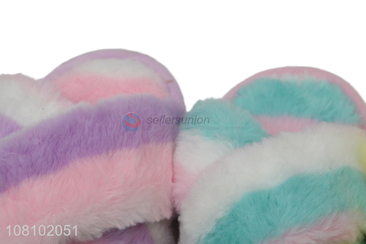 Hot products colourful soft fuzzy women slippers for sale