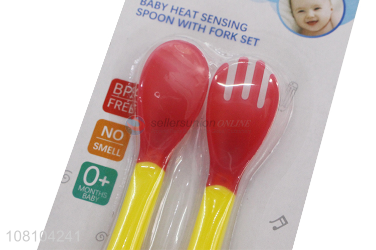 Fashion Design Baby Heat Sensing Spoon And Fork Set