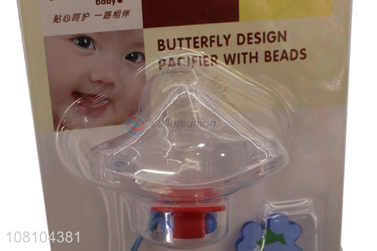 Best Selling Butterfly Design Pacifier With Beads For Baby