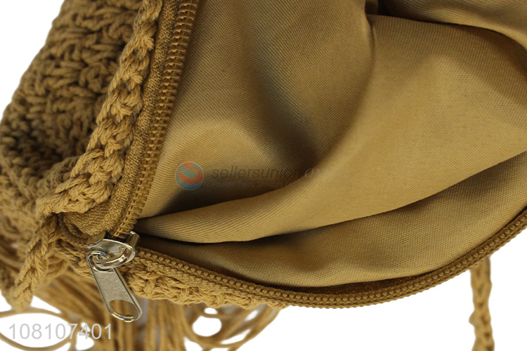 Fashion Round Single Shoulder Handmade Tassels Straw Bag Beach Bag
