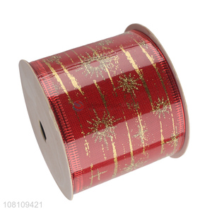Low price wired polyester ribbon Christmas gift wrapping