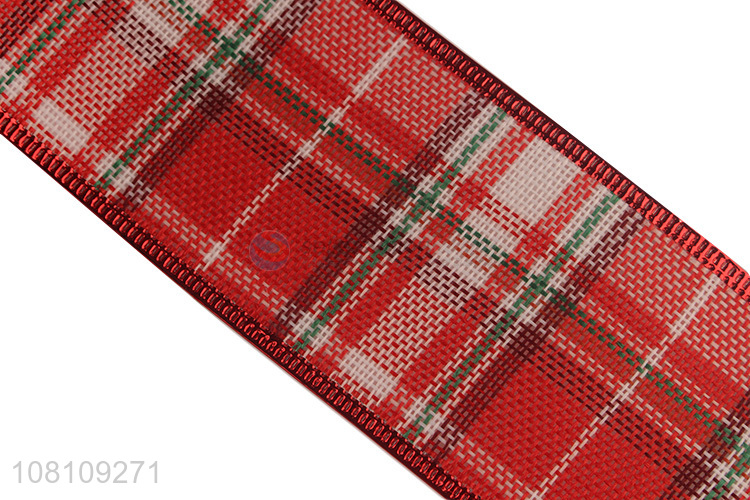 Low price Christmas wired plaid ribbon for decoration