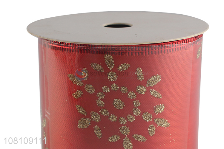 New arrival snowflake printed wired Christmas tree ribbon