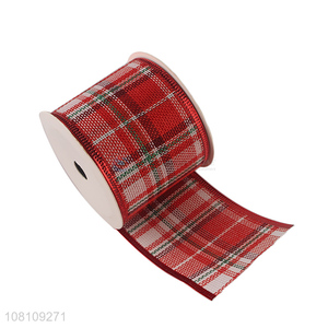 Low price Christmas wired plaid ribbon for decoration