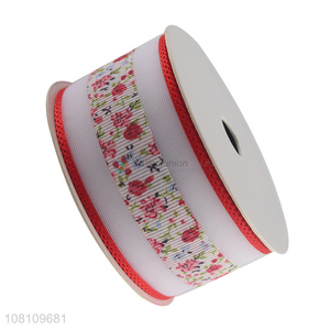 China supplier floral prined polyester ribbon for decoration