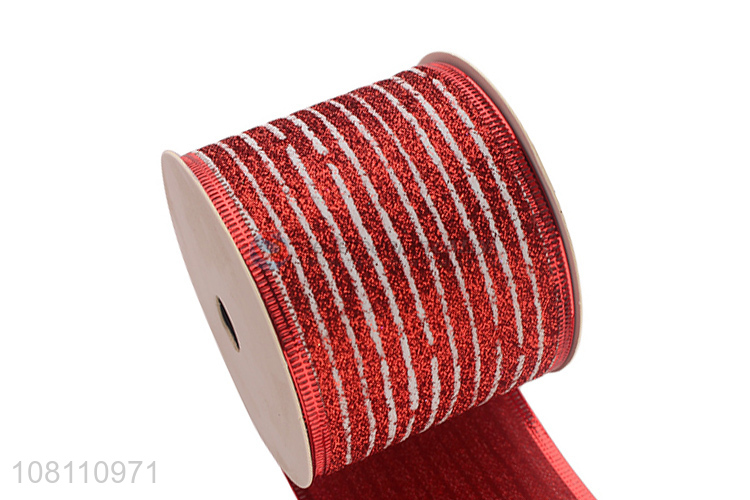 Hot Sale Glitter Wired Edge Ribbons For Christmas Party Decoration