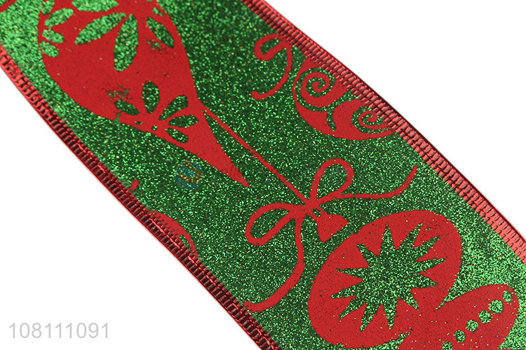 Creative Printing Glitter Christmas Polyester Ribbons Wholesale