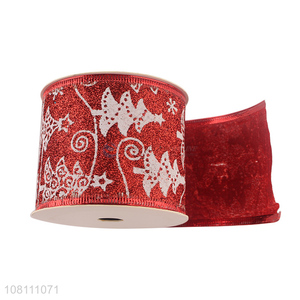 Christmas Tree Printed Polyester Ribbons For Christmas Decoration