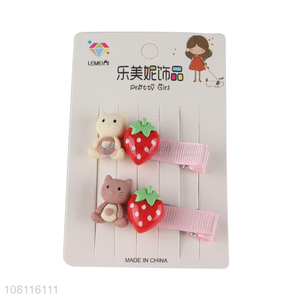 New arrival cute metal snap resin hair clips kids hairpins set