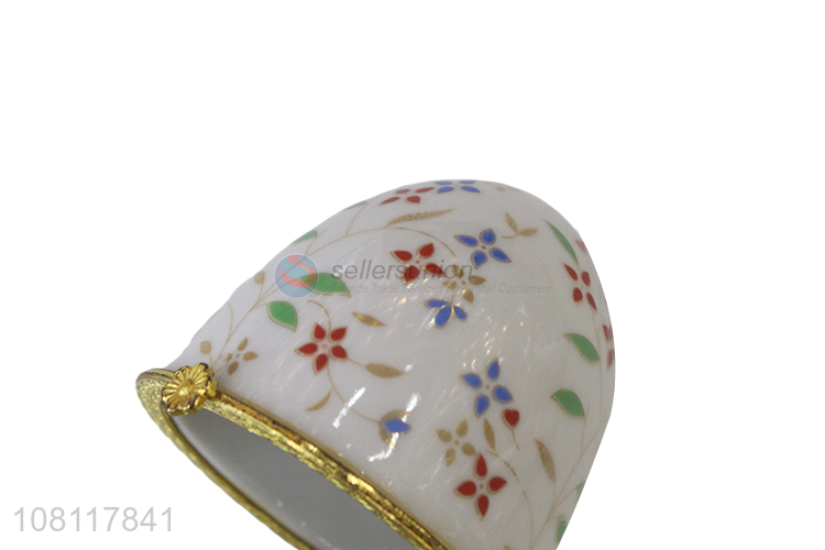 Top product decorative ceramic egg shape jewelry box trinket case