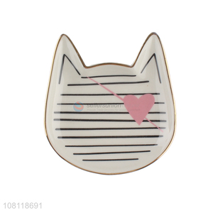 Yiwu wholesale cat shape ceramic dinner plates for tableware