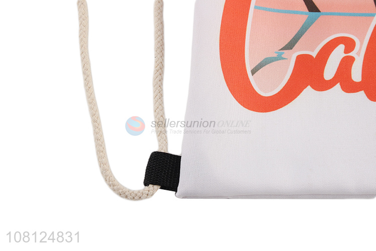Custom printed reusable 300D oxford cloth drawstring bag backpack