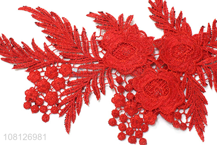 China factory red embroidery garment handmade patch for sale