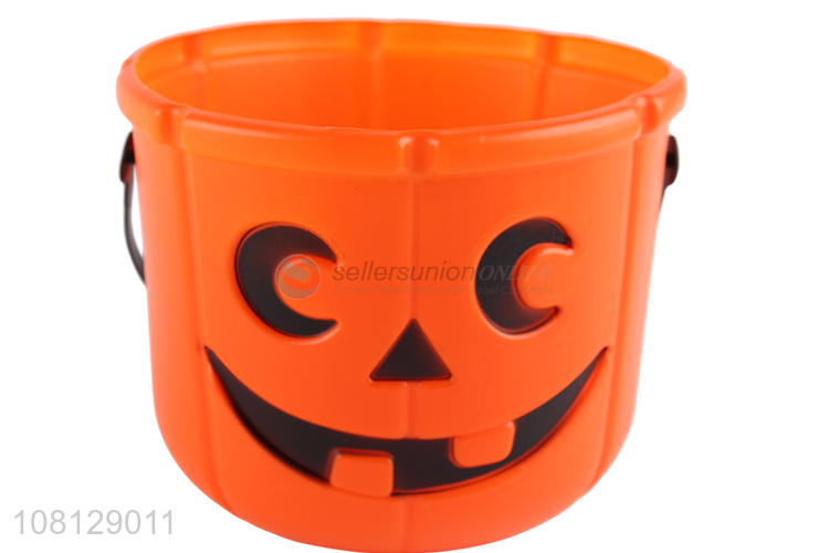 Factory supply Halloween pumpkin bucket plastic candy bucket