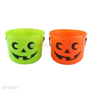 Factory supply Halloween pumpkin <em>bucket</em> <em>plastic</em> candy <em>bucket</em>
