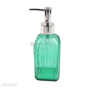 Factory wholesale green transparent glass lotion bottle